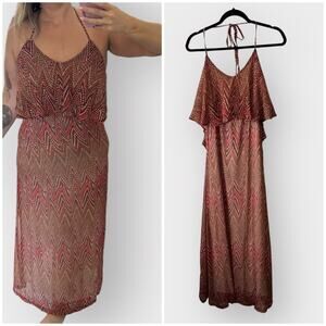 Veronica M boho print halter maxi dress